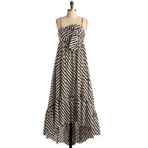 Ellison Black and White Striped Hi-Lo Maxi Dress